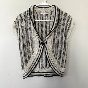 cAbi black white vest wool one button detail knit vest top comfortable stylish